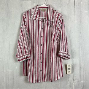 Women Allison Daley Blouse Shirt Red Black White NWT Size 18W